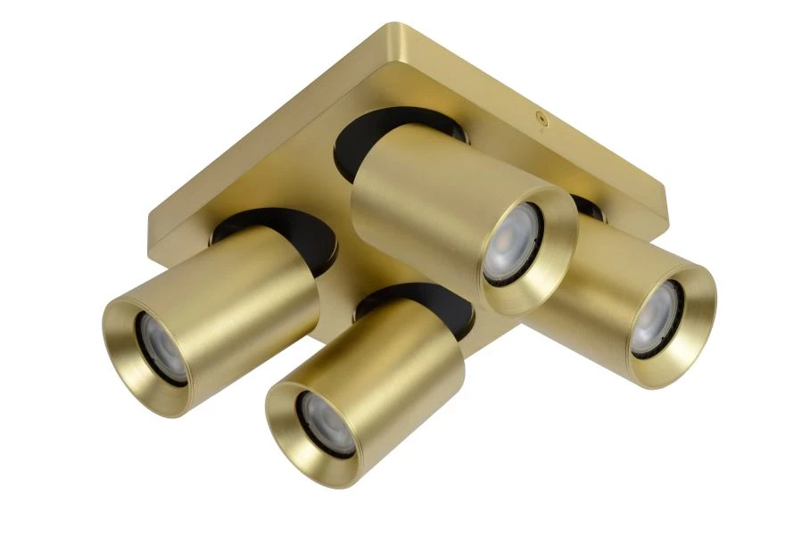 Lucide NIGEL - Deckenstrahler - LED Dim to warm - GU10 - 4x5W 2200K/3000K - Mattes Gold / Messing - ausgeschaltet